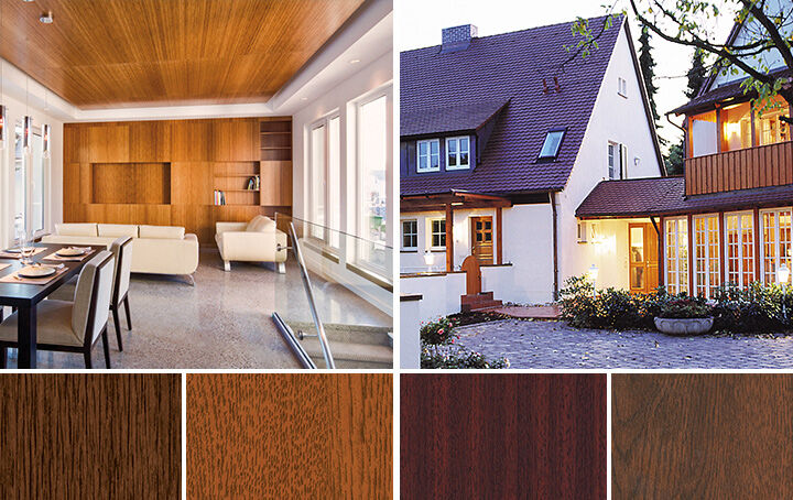 Farbmuster der Holzdekore für Kunststoff-Fenster