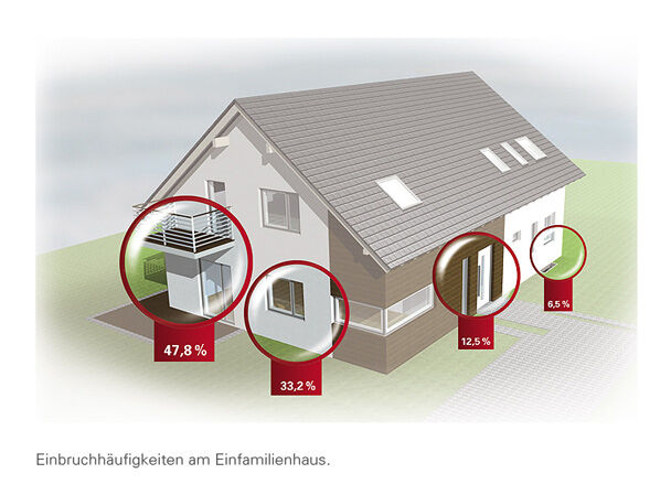 Grafik zu Einbruchsversuchen über Fenster und Türen