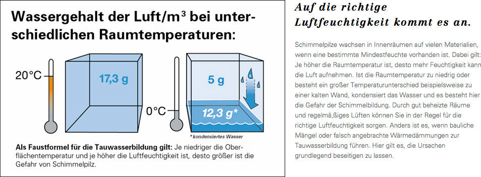 Grafik zum Wassergehalt der Luft
